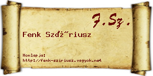Fenk Szíriusz névjegykártya